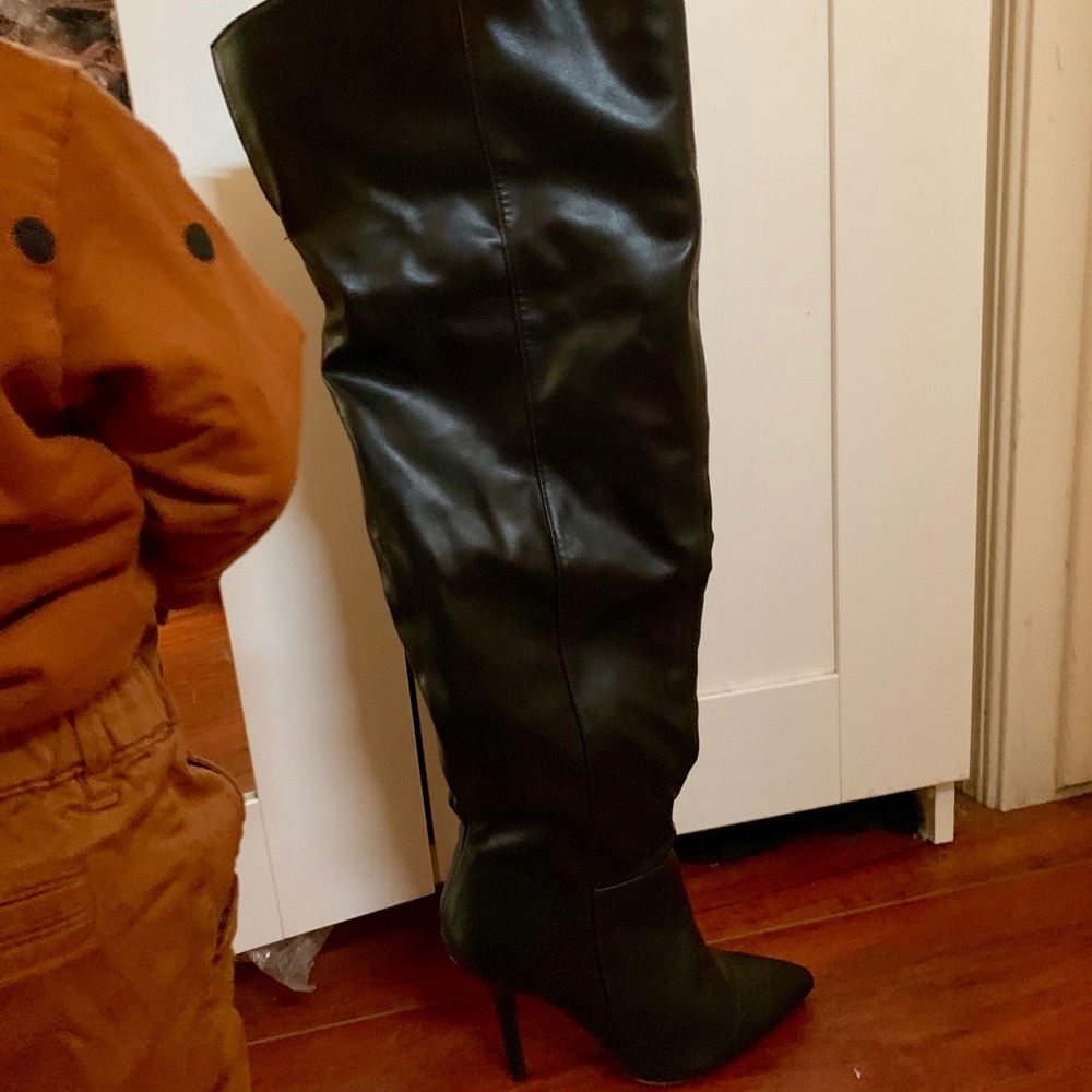 Leather thigh high boot